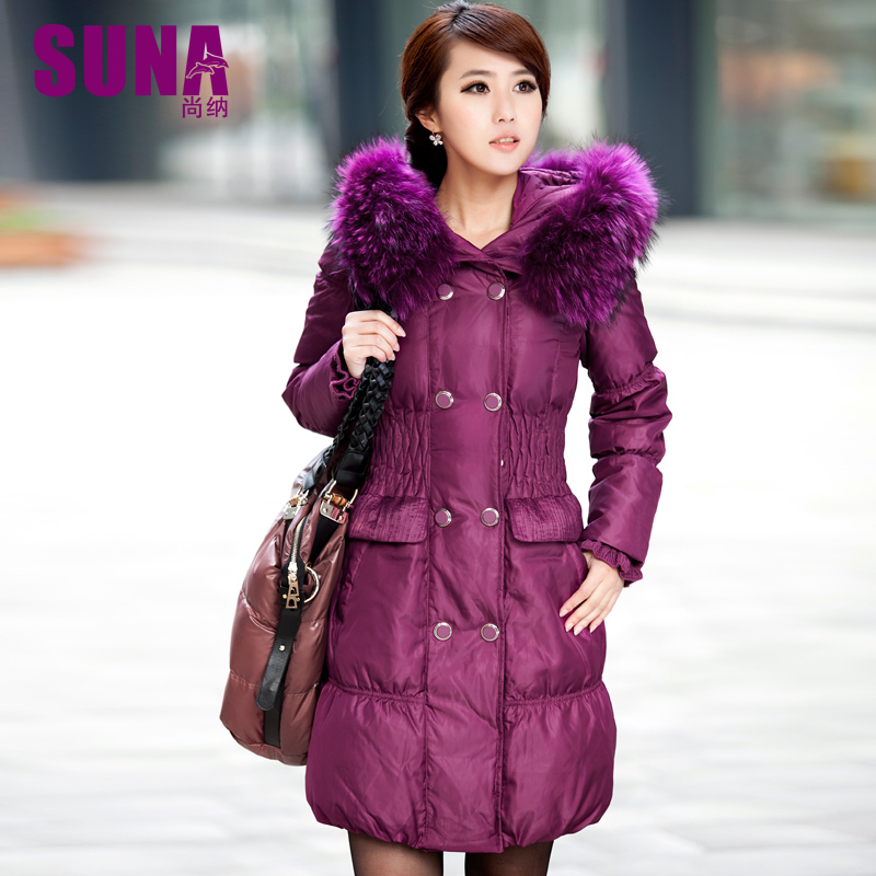 Wholesale! Freeshipping! Women's trend down coat long design large fur collar slim winter outerwear