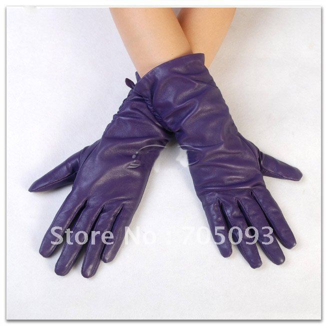 wholesale from factory purple genuine leather lady short gloves S/M/L/XL free shipping