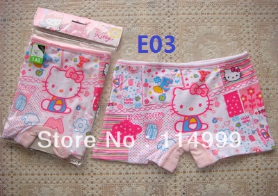 Wholesale Girls boxer underwear Children cartoon underwear 12pcs/lot fit for 2-12Y kids Kitty/Dora/Barbie+Free shipping