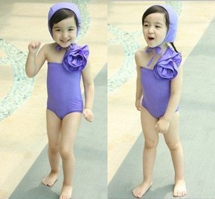 Wholesale+girls purple swimsuit+Cap,Cheaper kids swimsuit+Brand children cute one piece beach wear,Kids swimwear Online