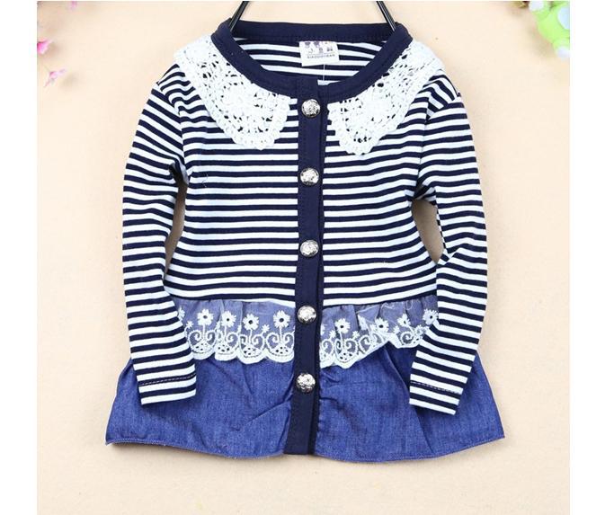 Wholesale Girls Spring and Winter Cardigan Coat Girl Striped Blouse T_0042