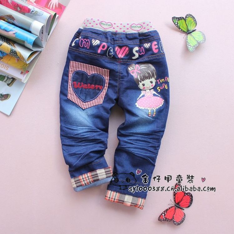 Wholesale Girls' Straight Jeans baby trousers pants 5pcs/Lot Kids Denim Jeans pants Cotton Wash water jeans free shipping