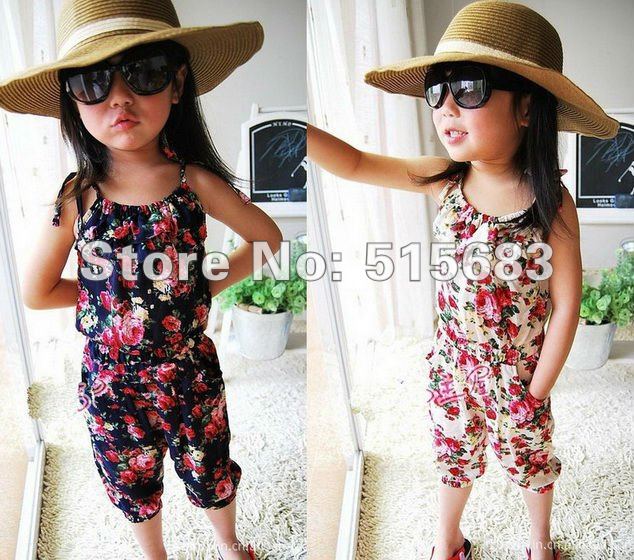 Wholesale Girls Toddler 2-8Y Jumpsuit Short Playsuit Summer Holiday Clothing One-piece NWT School Summer Costume Cotton Fashion