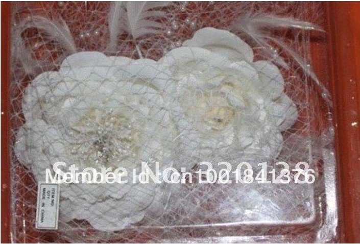 Wholesale - Glamorous!New Birdcage Bridal Veil White Pearl Feather Fascinator