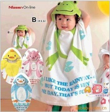 Wholesale Good Quality NISS baby cartoon bathrobe kids towel children robe, 4 colors, can mix colors