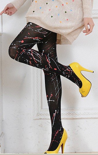 Wholesale Hand-painted lines pantyhose Fashion painting oil mill Leggings Fashion sexy tights Popular stockings 12pcs/lot