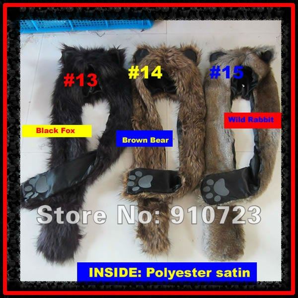 Wholesale - Hat Scarf Gloves Faux Fur Animal Cap Fashion Spirit Hoods Now Style Hot Sell Stock Factory Free Shipping