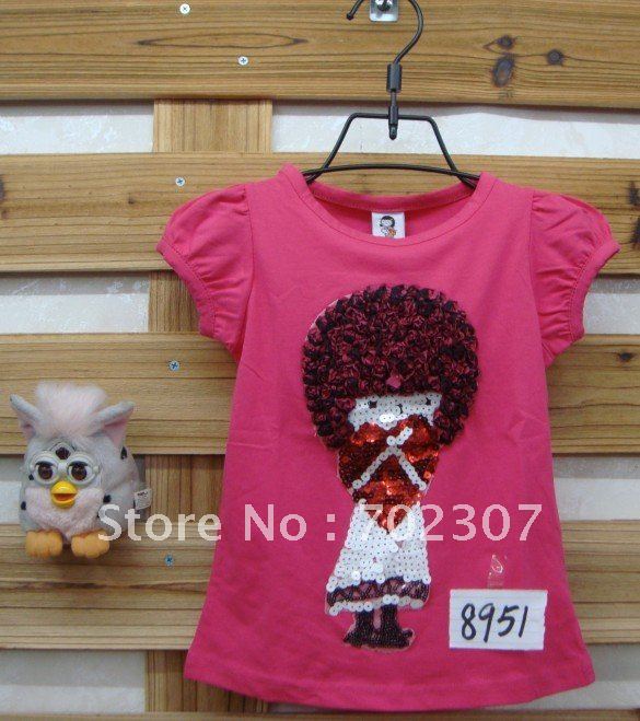 wholesale  high quality 5pcs/lot B2W2  Fashion Kids T-shirt, Children t-shirt, Baby Wear  rose red 8951