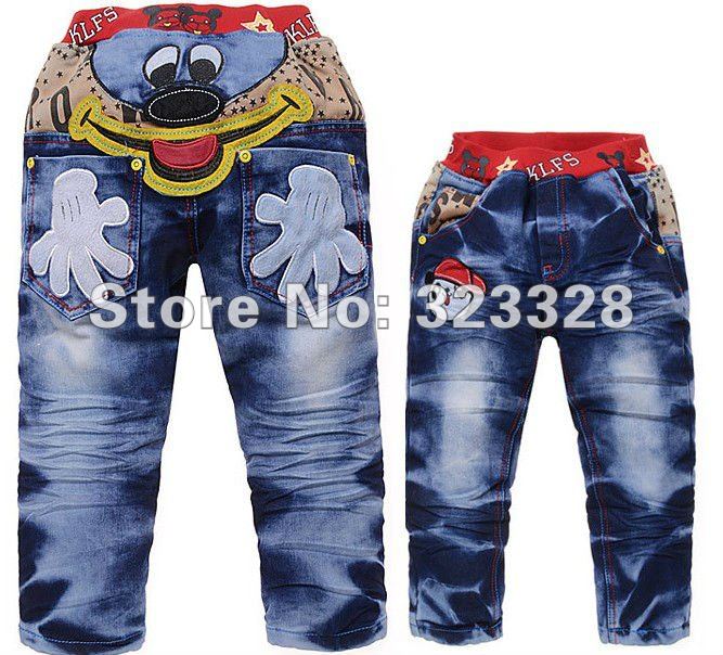 Wholesale high quality new style 5pcs/lot brand thick warm cashmere kids jeans winter Boys Girls children jeans baby jeans