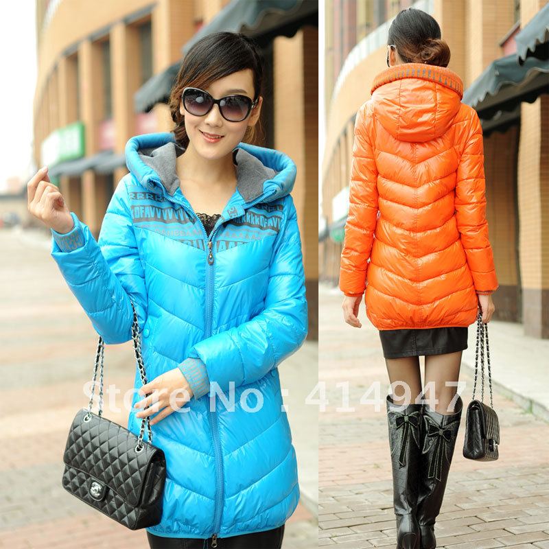 wholesale hooded  fashion waterproof  5 color medium-long down Jacket Outerwear down coat slim down coat  free shipping 2094