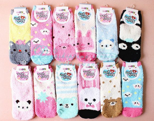 Wholesale Hot Fashion cartoon socks warm towel socks fleece warm floor sleep socks