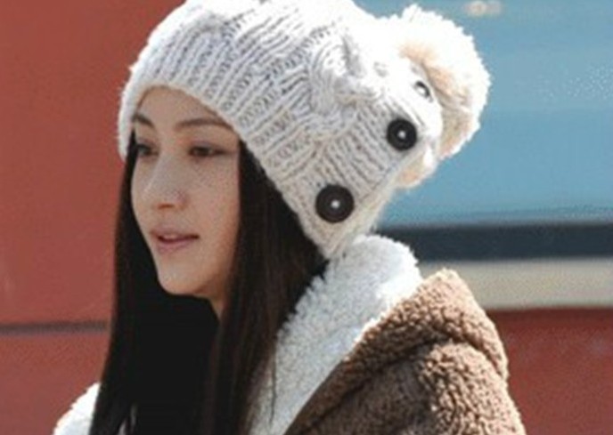 wholesale-hot new women hat Button twisted knitted hat female knitting wool warm hat