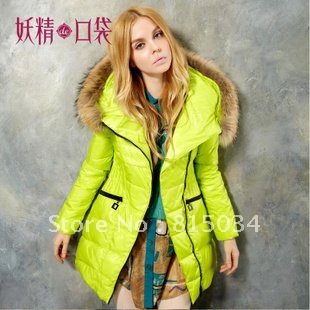 WHoleSAle HOT Sale ELF SACK winter New Fashion Ladies Fur Collar Hood Duck Down Coat 5 Color Free Shipping TOP QUALITY