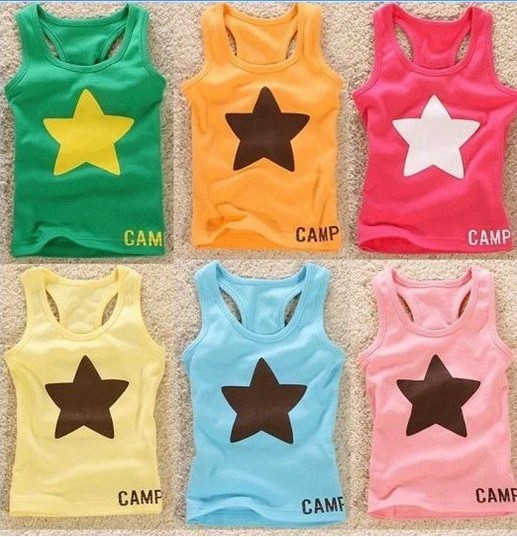 wholesale hot-selling pentastar 2013 child tank vest candy color sleeveless T-shirt free shipping