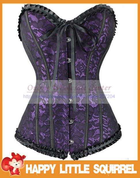 Wholesale HOT Sexy blue Fashon lace women Lady  push up Corsets lingeries Overbust burlesque corset bustier costume