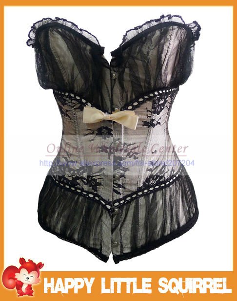 Wholesale HOT Sexy Fashon lace women Lady push up Corsets lingeries Overbust burlesque corset bustier costume