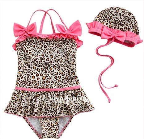 Wholesale - Hotsale baby leopard swimwear,kids' one-piece swim suit.10 pcs /lot.
