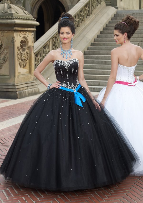 Wholesale-Innovative Design Ball Gown Crystal/Sashes Taffeta Black Dress QuinceaneraNew Arrrivals