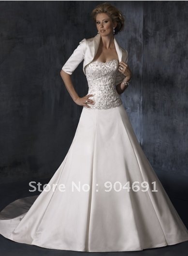 Wholesale Instock Custom Three Quaters Sleeves  White Wedding Dress Accessories For Winter - Bridal Dress Bolero Jacket  J36