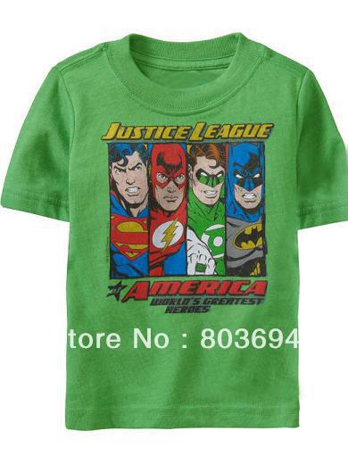 Wholesale! Justice league America short sleeve child t shirt baby boy cotton clothing 1929