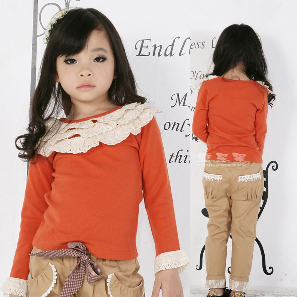 Wholesale Kids Long Sleeve Shirts/Baby Girl's Casual blouse Shirt/Girl Lastest Lace Tops/Blouse/Kid's Clothing