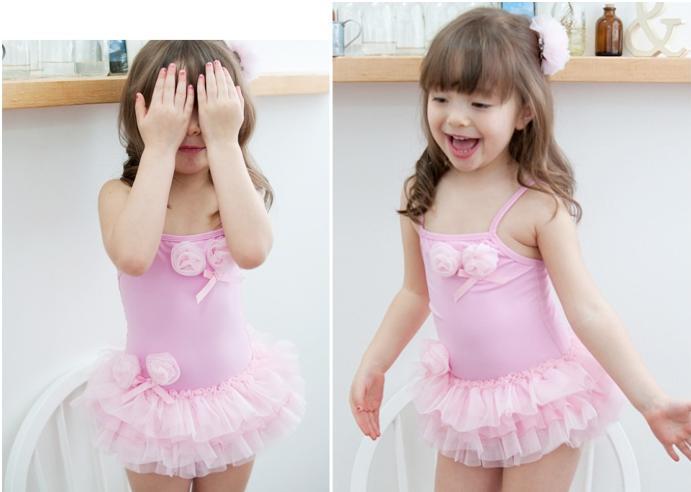 Wholesale Kids Swimsuits Girl Fashion Lace and Flowers Swimsuits SWM0021