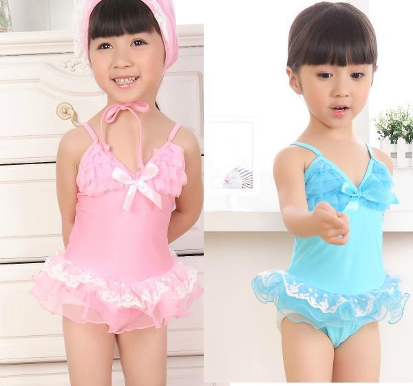 Wholesale Kids Swimsuits Girl Pretty Lace and Bow Swimsuits SWM0027
