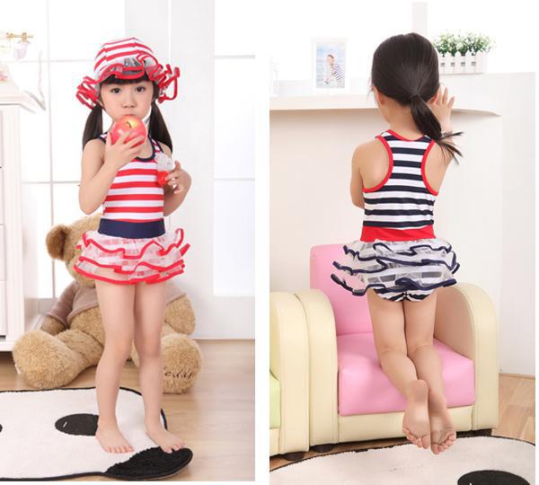 Wholesale Kids Swimsuits Girl Striped Swim Wear Kids Clothing SWM0029