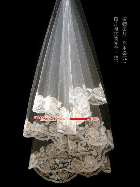 wholesale Korean designer wedding dresses Champagne peony 3m wedding veil   free shipping