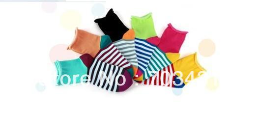 Wholesale ladies magazine model lovely candy color stripe splicing edge stockings socks,women's short sox,free shipping,ID:A242