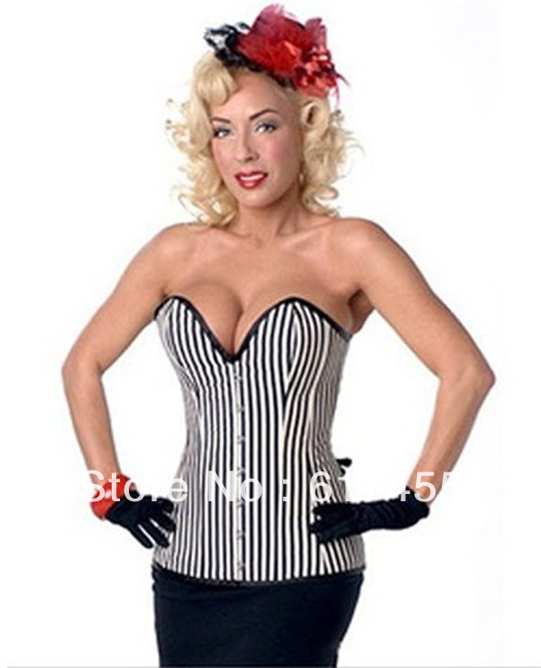 Wholesale lady intimates sexy lingerie satin corset overbust black white 110