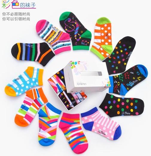 Wholesale-lady seven new colored socks / 12 gift box pack /66 kind of free collocation-NE