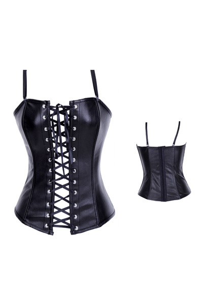 Wholesale! Latest! Sexy Black Bustiers Leather Zentai Body Shaper 1161 Women Straps Plus size Corset Top