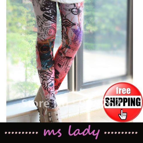 wholesale leggings for women fashion tights leggings 2012 printed style stockings 5pcs/lot free shipping HK airmail