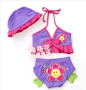 Wholesale - Little purple bikini swimsuit white South Korea /Children's Swimwear 5pcs/lot calphen