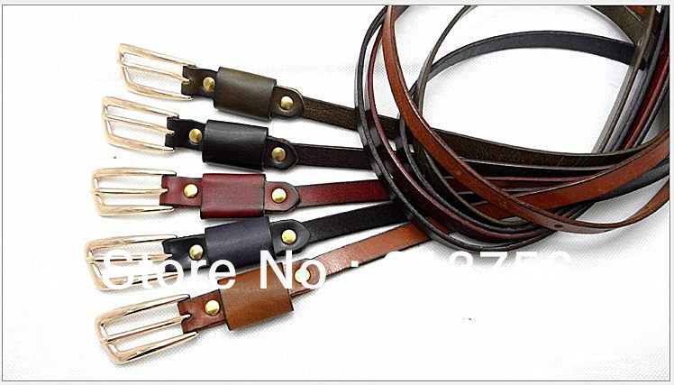 Wholesale lots 1PCS  more colors women genuine leather belt, ladies fashion belt cow cattle leather belt with buckle-5 color
