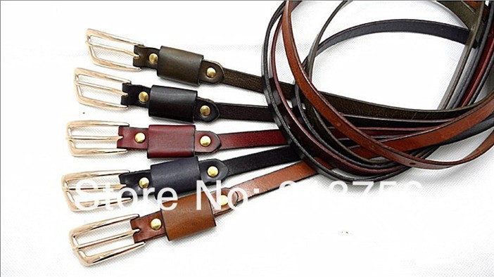 Wholesale lots 1PCS more colors women genuine leather belt, ladies fashion belt cow cattle leather belt with buckle-5 color