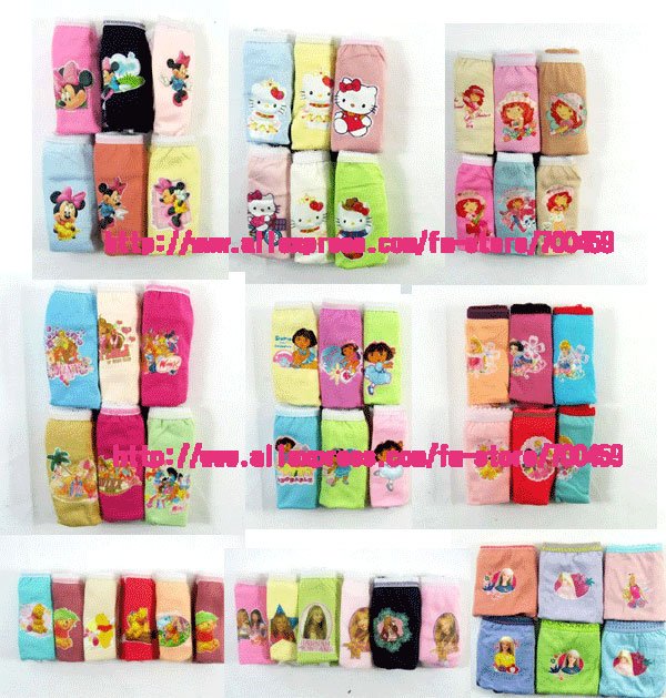 Wholesale - Lots of 120pcs Multicolor Multiple patterns Children's Girls Cotton Underwear Panties