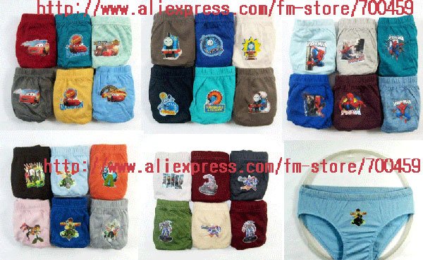 Wholesale - Lots of 36pcs Multicolor Multiple patterns Children's boy Cotton Underwear Panties