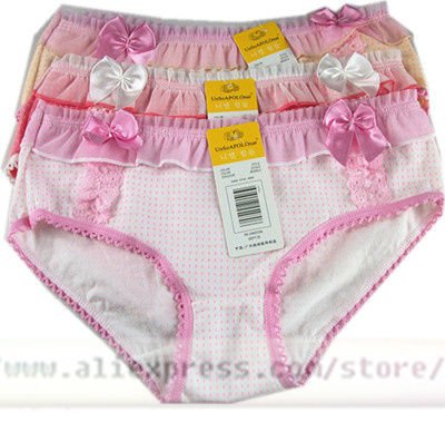 Wholesale Low Price Cotton Lady Briefs With Lace Bow Sexy Lingerie Gril Panties 3083 30pcs Free Shipping