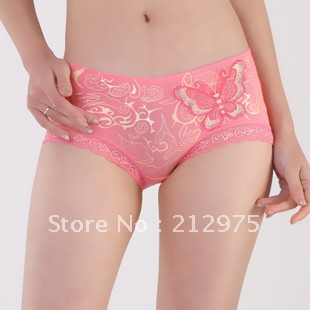 Wholesale Low-waist Women Briefs Embroidered+Lace+Print Sexy knickers 50 pcs/Lot (10 pcs/1 color, Mix order) Free Shipping