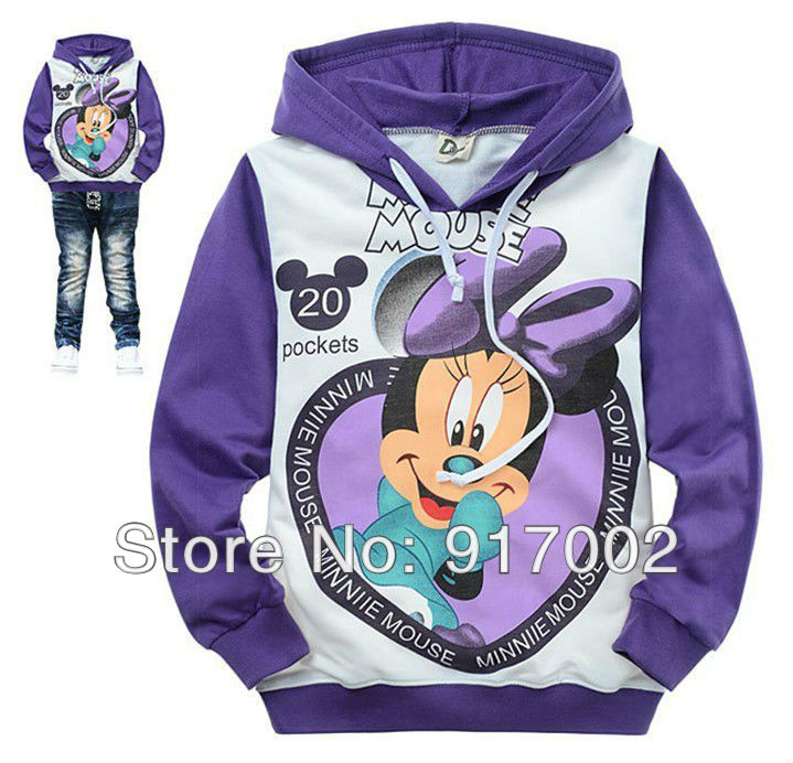 wholesale minnie mouse printing childrens clothing boy's girl's top shirts Hooded Sweater hoodie coat overcoat free shipping