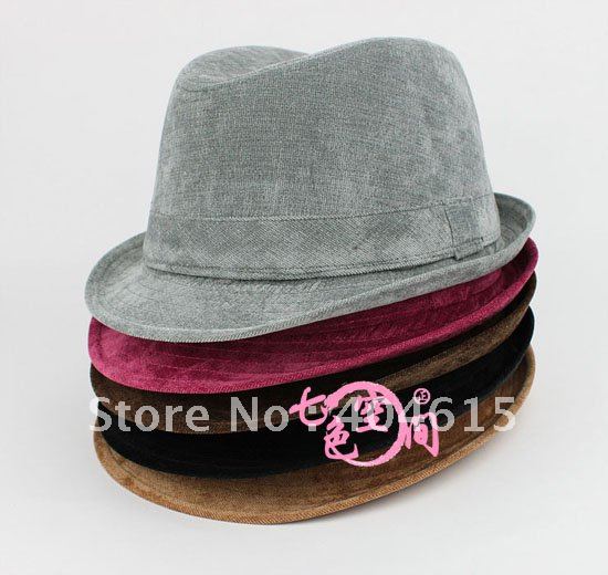 Wholesale & mixed order,22pcs women and men winter fashion solid velvet leisure fedora hats