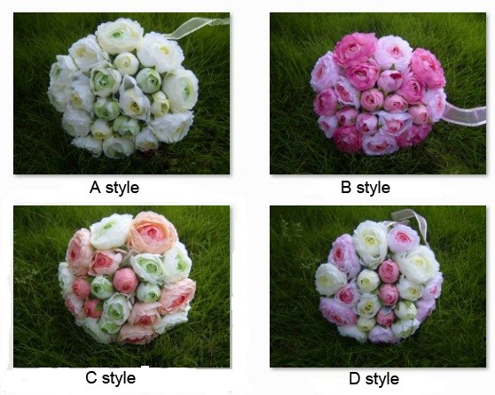 Wholesale, Mixed Order, 4 Choices, 20 Flowers per Bouquet, Tea Rose Silk Wedding Flowers, Bride Flower Bouquets,Home Decoration