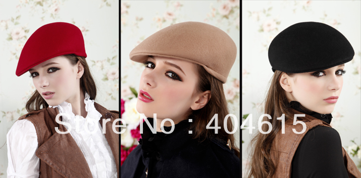 Wholesale & mixed order colors, 16pcs women winter fashion 100% wool felt beret  caps