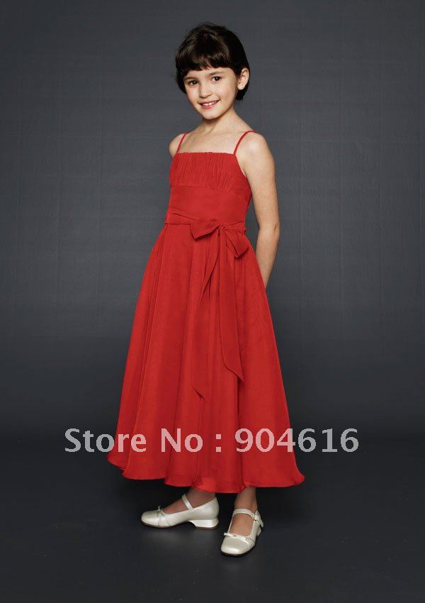 Wholesale mori popular Chiffon Spaghetti Flower girl dress all color and size MS388