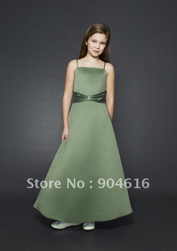 Wholesale mori popular Satin Spaghetti Flower girl dress all color and size MS389