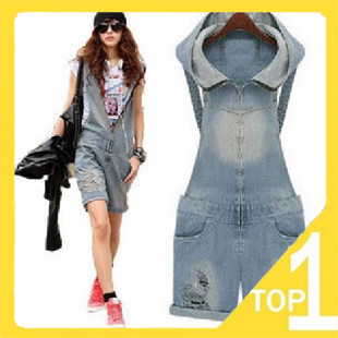 Wholesale New 2012 Casual slim Women's Siamese trousers With Denim Bib Free shipping ! Drop shipping 643