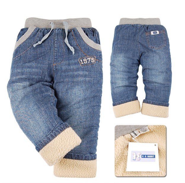 Wholesale new 5pcs/lot brand thick warm cashmere kids jeans winter Boys Girls children jeans baby jeans
