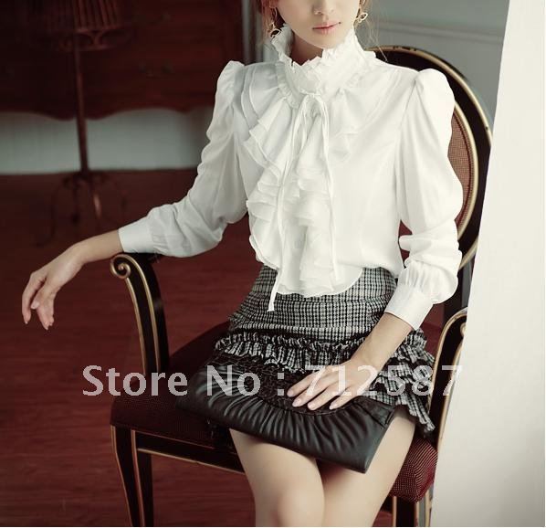 Wholesale NEW ARRIVAL fashion womens slimming shirts/cottons blouses long sleeve blouse ~free shipping#5207